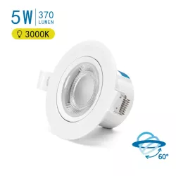 Podtynkowy okrągły downlight LED z regulowanym kątem 5W biały ciepły - 8433325285845