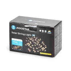 Łańcuch solarny girlanda LED 100 białych ciepłych lampek 10mb 8-trybów - 8433325286668