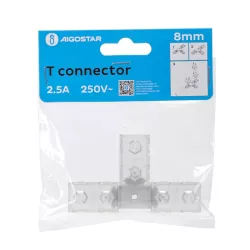 Złącze T 8 mm trójnik do taśm na 230V do wysokonapięciowych pasków led - 8433325290399