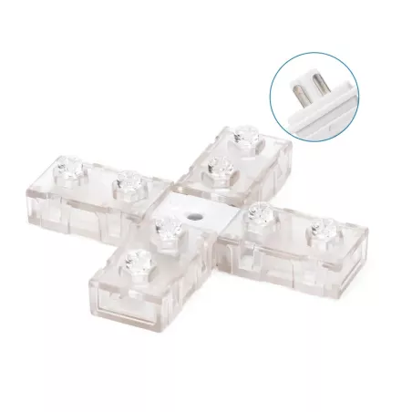Złącze krzyżowe 8 mm do taśm na 230V do wysokonapięciowych pasków led - 8433325290405