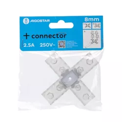 Złącze krzyżowe 8 mm do taśm na 230V do wysokonapięciowych pasków led - 8433325290405