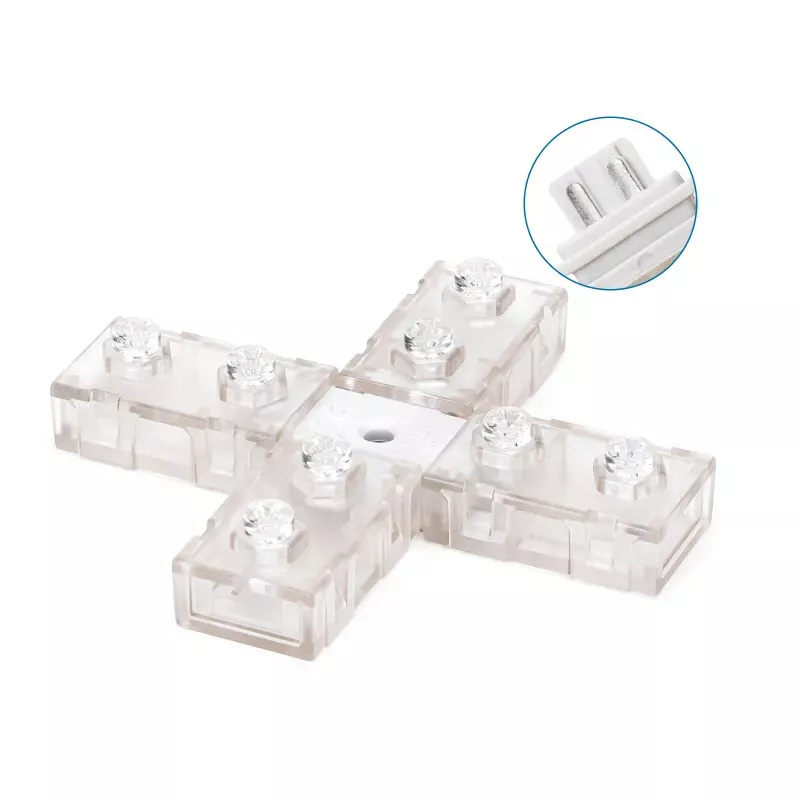 Złącze krzyżowe 10 mm do taśm na 230V do wysokonapięciowych pasków led - 8433325290443