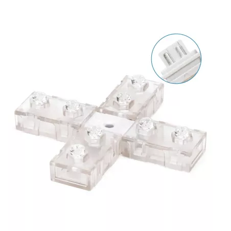 Złącze krzyżowe 10 mm do taśm na 230V do wysokonapięciowych pasków led - 8433325290443