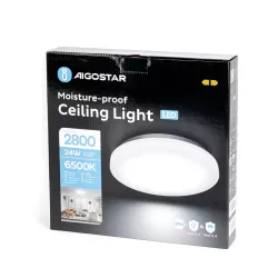 Plafon LED odporny na wilgoć 24W 6500K zimny, śr. 28 cm, wys. 5 cm - 8433325291532
