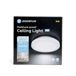 Plafon LED odporny na wilgoć 24W 6500K zimny, śr. 28 cm, wys. 5 cm - 8433325291532