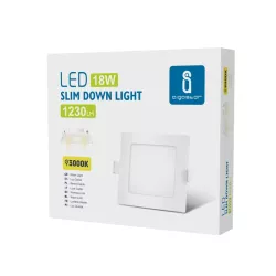 Ultracienki kwadratowy downlight podtynkowy LED E6 18W Żółte - 8433325291990