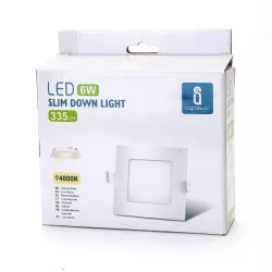 Ultracienki kwadratowy downlight podtynkowy LED E6 6W Światło - 8433325292102