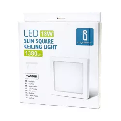 Plafon LED natynkowy kwadratowy 18W 6000K krawędziowy, 22,7×22,7 cm - 8433325292126