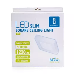 Plafon LED natynkowy kwadratowy 18W 3000K krawędziowy, 22,7×22,7 cm - 8433325292140