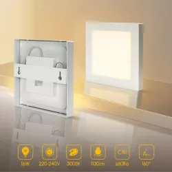Plafon LED natynkowy kwadratowy 16W 3000K krawędziowy, 17,2×17,2 cm - 8433325292171