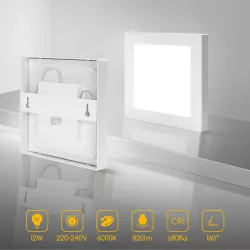 Plafon LED natynkowy kwadratowy 12W 6000K krawędziowy, 17,2×17,2 cm - 8433325292188