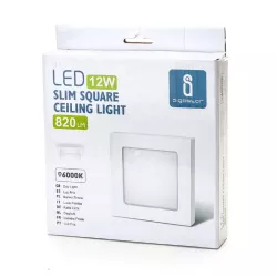 Plafon LED natynkowy kwadratowy 12W 6000K krawędziowy, 17,2×17,2 cm - 8433325292188
