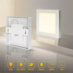 Plafon LED natynkowy kwadratowy 12W 4000K krawędziowy, 17,2×17,2 cm - 8433325292195