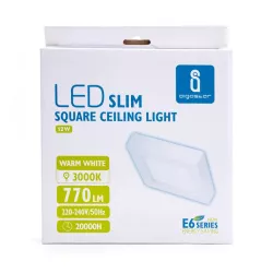 Plafon LED natynkowy kwadratowy 12W 3000K krawędziowy, 17,2×17,2 cm - 8433325292201