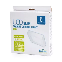 Plafon LED natynkowy kwadratowy 12W 3000K krawędziowy, 17,2×17,2 cm - 8433325292201