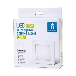 Plafon LED natynkowy kwadratowy 9W 6000K krawędziowy, 12,2×12,2 cm - 8433325292218