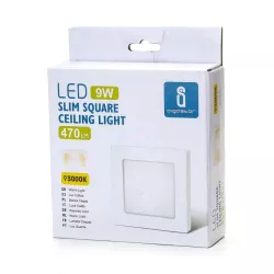 Plafon LED natynkowy kwadratowy 9W 3000K krawędziowy, 12,2×12,2 cm - 8433325292232