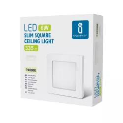 Plafon LED natynkowy kwadratowy 6W 4000K krawędziowy, 12,2×12,2 cm - 8433325292256