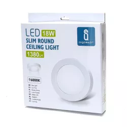 Downlight natynkowy okrągły LED E6 18W Światło białe - 8433325292300