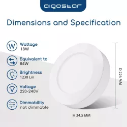 Plafon LED natynkowy okrągły 18W 3000K krawędziowy, śr. 22,6 cm - 8433325292324