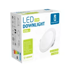Downlight podtynkowy okrągły LED E6 15W Światło naturalne - 8433325292836