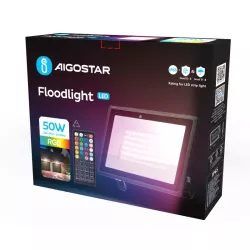 Halogen kolorowy reflektor LED RGB w kolorze czarnym 50W z pilotem - 8433325295387