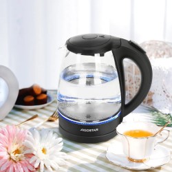 Szklany czajnik elektryczny Adam 1,7l 2200W z niebieskim podświetleniem - 8433325295936