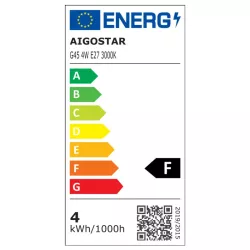 Żarówka diodowa LED G45 E27 4W barwa ciepła 3000K 340lm - 8433325175948