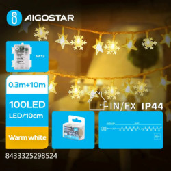 Taśma świetlna gwiazdy i śnieżynki na 3 baterie AA, Ciepła biel, - 8433325298524