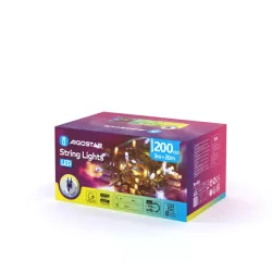 Sznur ciepłych i zimnych lampek led 20mb 200led Ip44 z zasilaczem - 8433325299224