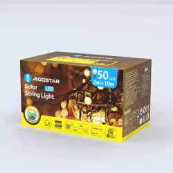 Solarna taśma świetlna mleczne żarówki, Ciepła biel, 2m + 10m - 8433325300937