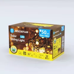 Solarna taśma świetlna mleczne żarówki, Ciepła biel, 2m + 10m - 8433325300937