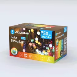 Solarna taśma świetlna mleczne żarówki, RGBY, 2m + 10m - 8433325300951