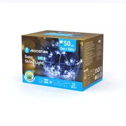 Solarna taśma świetlna płatki śniegu i gwiazdki, Zimna biel, - 8433325301002