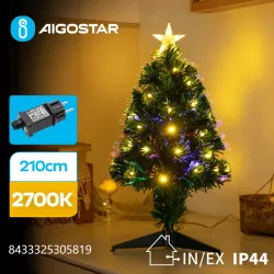 Choinka światłowodowa niskonapięciowa, Ciepła biel, 210 cm - 8433325305819