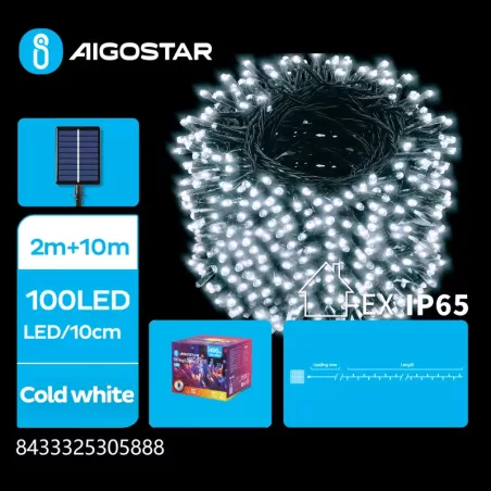 Solarna taśma świetlna, Zimna biel, 2m+10m - 8433325305888