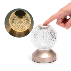 Lampa stołowa kryształowa kula 10 cm 1W CCT 2700-6500K dotykowa USB - 8433325306861