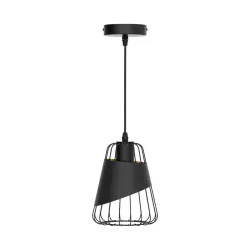 Lampa wisząca z ażurową klatką, czarna, bez źródła światła, E27 - 8433325309213