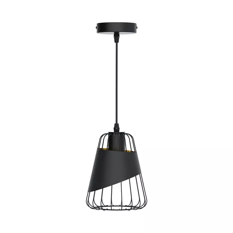 Lampa wisząca z ażurową klatką, czarna, bez źródła światła, E27 - 8433325309213