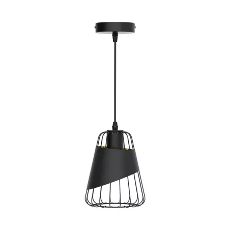 Lampa wisząca z ażurową klatką, czarna, bez źródła światła, E27 - 8433325309213