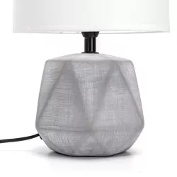 Lampa nocna beczułka na komodę oprawka E14/40W szara abażur biały - 8433325309947