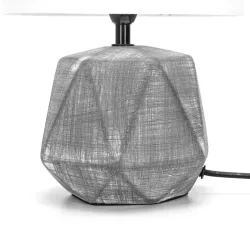 Lampa nocna beczułka na komodę oprawka E14/40W szara abażur biały - 8433325309954