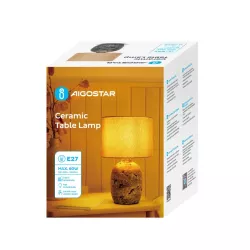 Lampa stołowa nocna WAZON oprawka E27/60W szara ceramiczna podstawa - 8433325309978