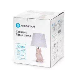 Lampa stołowa Sowa oprawka E14/40W owsiankowa ceramiczna podstawa - 8433325309992