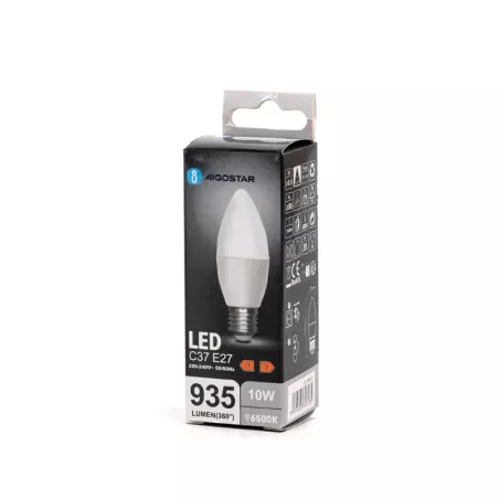 Żarówka diodowa świeczka LED C37 E27 10W 6500K - 8433325313135