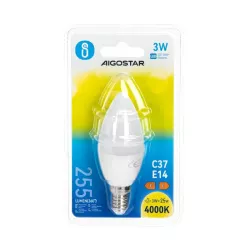 LED C37 E14 3W - 8433325186548