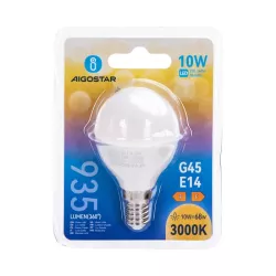 Żarówka diodowa LED G45 mleczna biała ciepła kulka E14 10W 6500K 935lm - 8433325313265