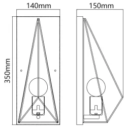 Metalowa lampa ścienna czarna bez źródła światła E27 - 8433325314668