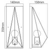 Kinkiet metalowy piramida czarno-srebrna, klosz druciany, E27 - 8433325314668