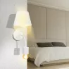Kinkiet podwójny biały - klosz tekstylny + lampka do czytania GU10 - 8433325314699